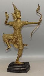 Oosters brons Rama beeld op houten sokkel Thailand, Ophalen of Verzenden