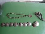2x Antieke oude zilveren armband met Wilhelmina muntjes, Ophalen, Zilver, Armband