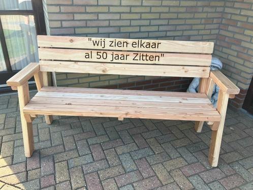 tuinbank met tekst DOUGLAS HOUT geboorte trouwen herdenking, Tuin en Terras, Tuinbanken, Nieuw, Hout, Ophalen of Verzenden
