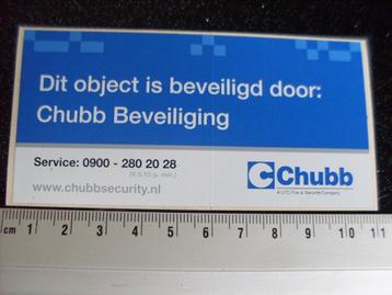 ruit sticker dit object is beveiligd door Chubb beveiliging beschikbaar voor biedingen