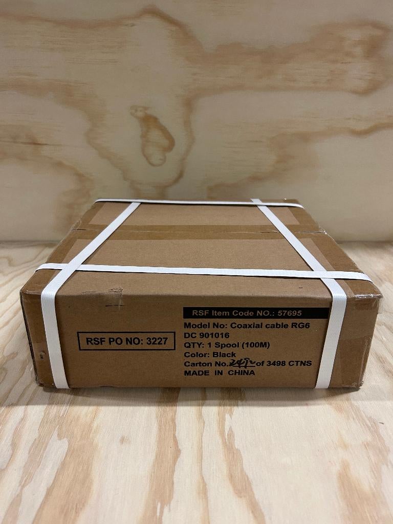 RS PRO RG6 Coax kabel – 100 meter rol, zwart (nieuw in doos), Ophalen, 10 meter of meer, Onbekend, Nieuw