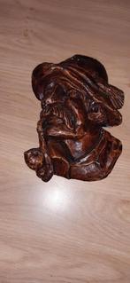 Houten Wanddecoratie - Man met Hoed en pijp, Antiek en Kunst, Ophalen of Verzenden