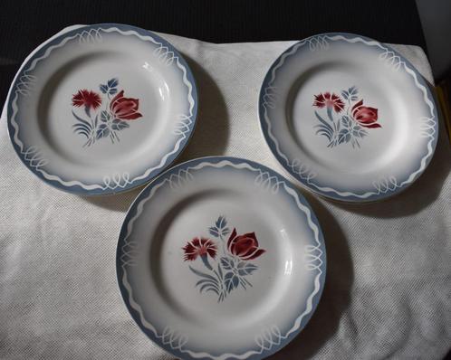 6 vintage diner/platte borden korenbloem, Huis en Inrichting, Keuken | Servies, Gebruikt, Bord(en), Overige stijlen, Porselein