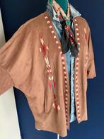 Native  Navajo kimono vorm vest in suede, 42 / xl., Kleding | Dames, Ophalen of Verzenden, Zo goed als nieuw, Maat 42/44 (L), Bruin