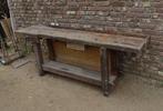 oude houten werkbank sitetabel met bankschroef, Antiek en Kunst, Ophalen