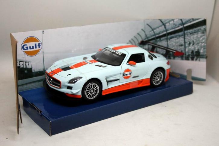 Mercedes -Benz SLS AMG GT3 2014 Gulf 1/24 Motormax, Hobby en Vrije tijd, Modelauto's | 1:24, Nieuw, Auto, Motormax, Verzenden