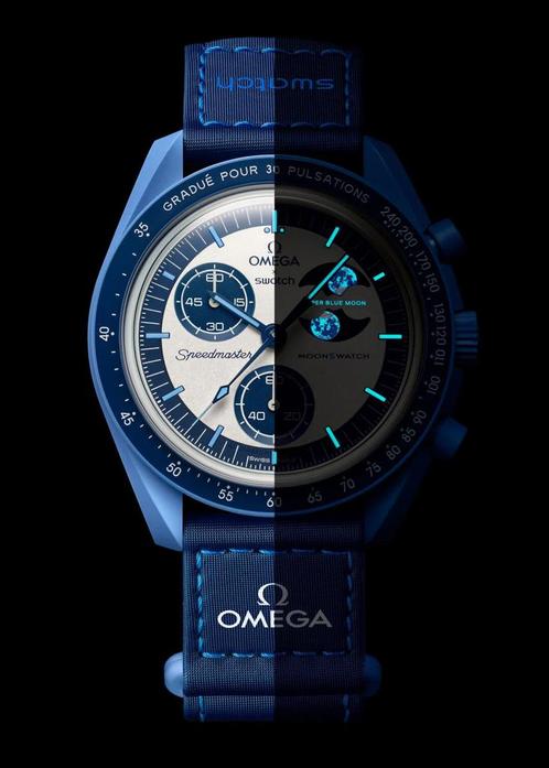 Omega x Swatch MISSION TO THE SUPER BLUE MOONPHASE, Sieraden, Tassen en Uiterlijk, Horloges | Antiek, Omega, Overige materialen