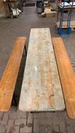 Biertafel met 2 bankjes opklapbaar, Tuin en Terras, Picknicktafels, Ophalen, Gebruikt, Rechthoekig, Hout
