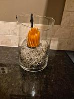 Decoratieve kaars in glazen houder, Huis en Inrichting, Overige materialen, Ophalen of Verzenden, Zo goed als nieuw, Kaars