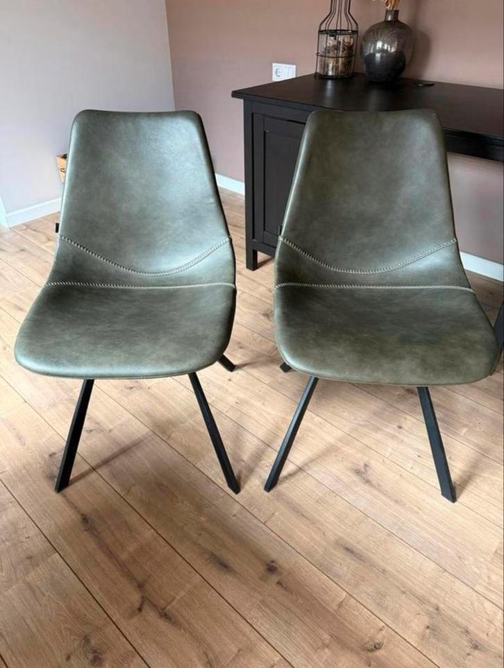 Groene Eetkamerstoel Point - Gebruikt, Huis en Inrichting, Stoelen, Gebruikt, Eén, Metaal, Overige kleuren, Ophalen
