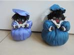 2 vintage Zwarte Piet poppen met ronde lijfjes, 15 + 16 cm, Diversen, Sinterklaas, Gebruikt, Ophalen of Verzenden