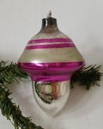 oude Antieke AJEKO kerstbal tol fuchsia zilver, Diversen, Kerst, Verzenden, Gebruikt