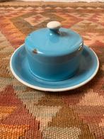 Vintage blauwe botervloot met deksel, Ophalen of Verzenden
