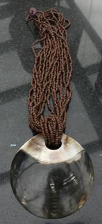 Zeldzame ketting halsketting zwart koraal parelmoer hanger, Met hanger, Zwart, Ophalen of Verzenden, Zo goed als nieuw