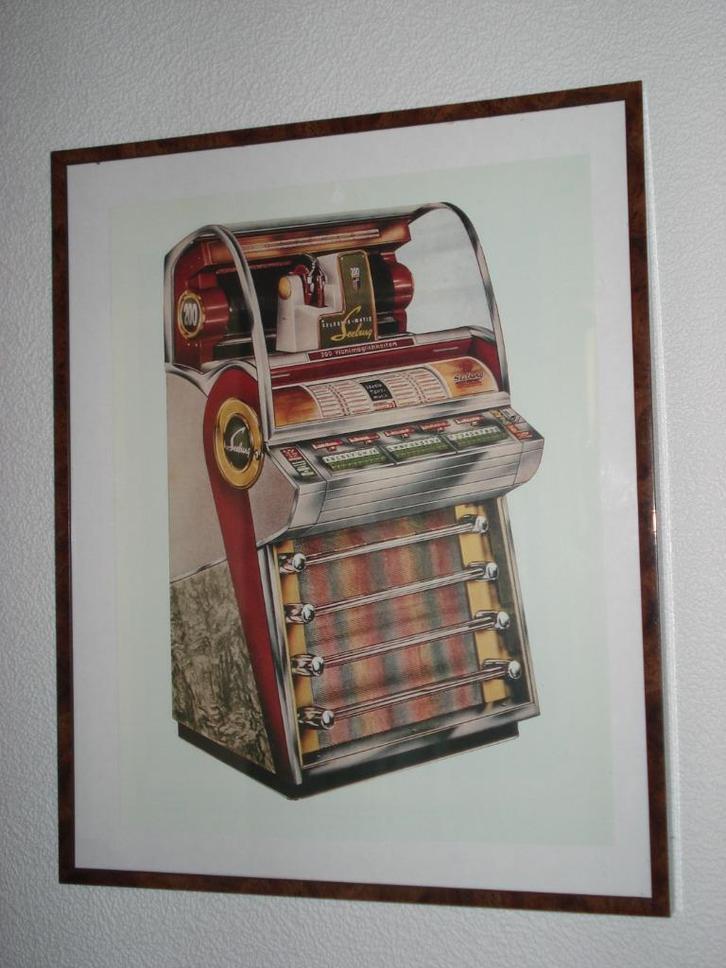 Jukebox  Seeburg  V200 in Lijst    35 x 28  cm, Verzamelen, Automaten | Jukeboxen, Zo goed als nieuw, Seeburg, 1950 tot 1960, Ophalen of Verzenden