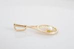 18 Karaat Gouden Hanger Tennisracket met Parel, Overige voorstellingen, Ophalen of Verzenden, Zo goed als nieuw, Goud