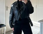Zara oversized leren jas met zakken, riem en studs, Ophalen of Verzenden, Zo goed als nieuw, Maat 34 (XS) of kleiner, Zara
