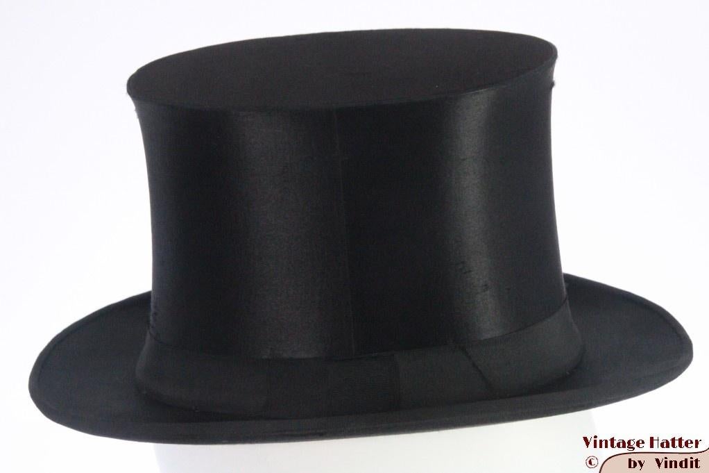 opera hoge hoed Patent zwart zijde 54 = XS Chapeau Claque, Ophalen of Verzenden, Gebruikt, Handschoenen, Hoed of Pet