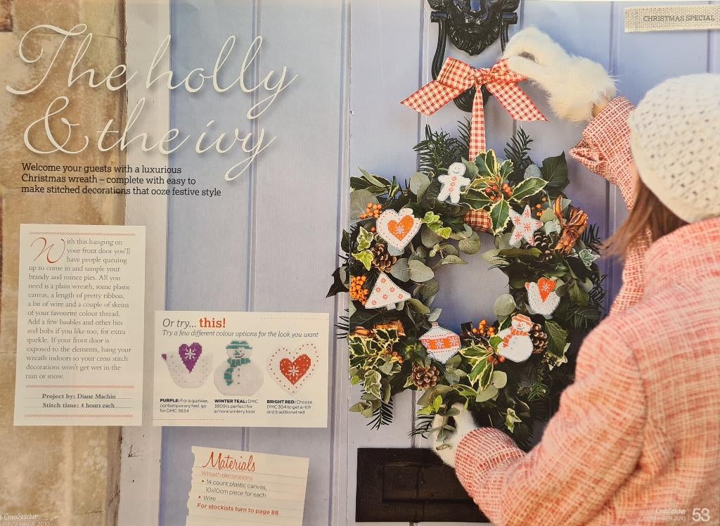 Kerst 7 borduurpatronen voor b.v. in een krans te verwerken, Ophalen, Nieuw, Handborduren, Patroon