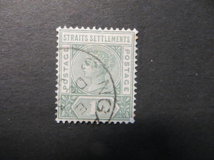A03373: Straits Settlements QV 1 c CA, Postzegels en Munten, Postzegels | Azië, Ophalen of Verzenden