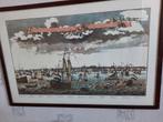 Oude prent van Amsterdamse haven, 47x71 cm., Antiek en Kunst, Ophalen