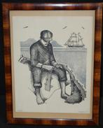 Litho van Spyros Alamanos - De visser van Corfou - 1981, Antiek en Kunst, Kunst | Litho's en Zeefdrukken, Ophalen of Verzenden