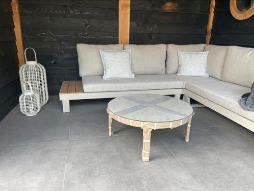 Nieuw! Suns salontafel - mat wit - keramiek op glas - Ø80cm, Tuin en Terras, Tuinsets en Loungesets, Nieuw, Aluminium, Ophalen