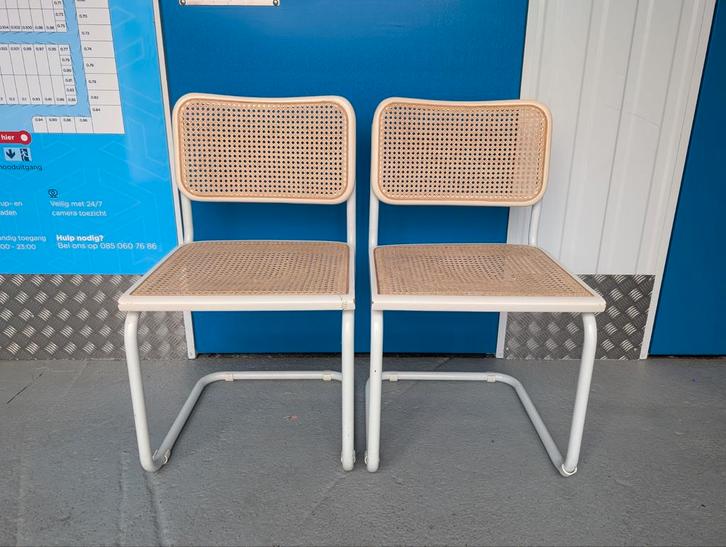 2 Thonet Webbing Rotan stoelen - Buisframe - Marcel Breuer, Tuin en Terras, Tuinstoelen, Rotan, Ophalen
