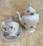 Vintage high tea bridgerton theepot met thee servies schotel, Ophalen of Verzenden