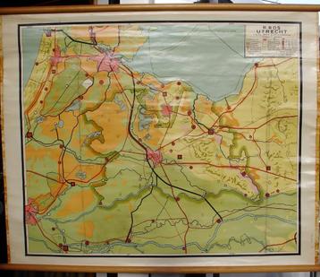 Oude wandkaart v. d. provincie Utrecht (linnen) 100 x 80 cm. beschikbaar voor biedingen
