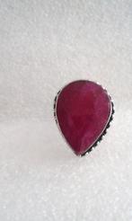 Zilver Ring Robijn, Sieraden, Tassen en Uiterlijk, Ringen, 18 tot 19, Verzenden, Nieuw, Dame of Heer