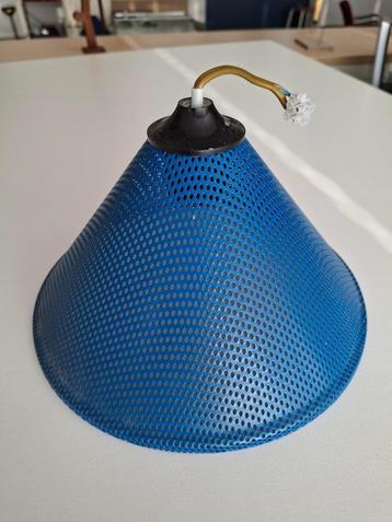 vintage blauwe hanglamp geperforeerd metaal jaren 80 design beschikbaar voor biedingen