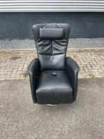Twee zwarte leren relax fauteuils / relax stoelen, Ophalen, Gebruikt, Minder dan 75 cm, Nvt
