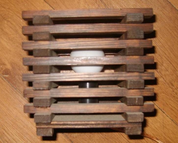 Vintage houten schemerlamp, Deens design, Antiek en Kunst, Antiek | Lampen, Ophalen