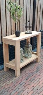 zware naturel sidetable, Huis en Inrichting, Tafels | Sidetables, Ophalen, Zo goed als nieuw, 25 tot 50 cm, Rechthoekig
