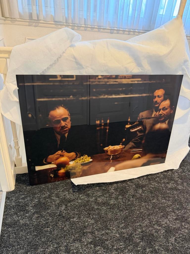 The Godfather Glas Wanddecoratie 120x80 cm, Huis en Inrichting, Haarden, Ophalen, Gebruikt, Vrijstaande haard
