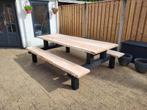 Picknicktafel douglas/lariks hout boomstamlook, Ophalen of Verzenden, Nieuw, Rechthoekig, Hout