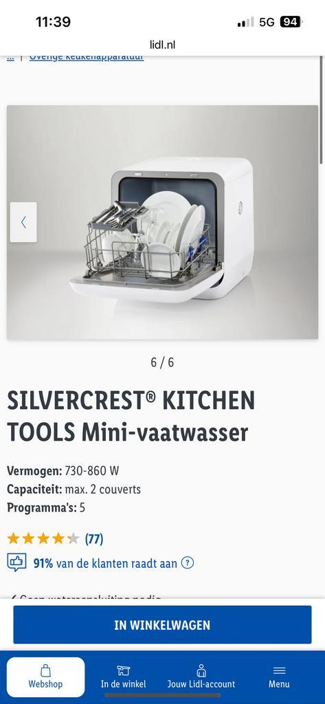 Silvercrest mini vaatwasser, Witgoed en Apparatuur, Vaatwasmachines, Zo goed als nieuw, Minder dan 85 cm, Minder dan 45 cm, Ophalen