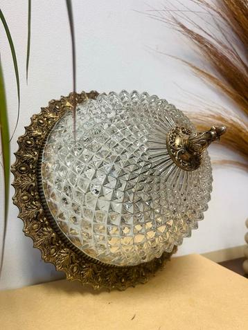 Prachtige antieke Plafonnière plafondlamp Kristal messing beschikbaar voor biedingen