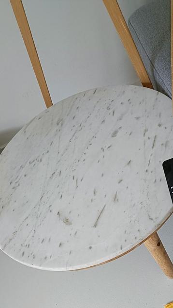 2x zware bijzettafel wit marmerlook hout steen 
