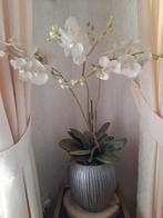 kunstplant kunst orchidee orchideeën in zilveren  pot, Gebruikt, Ophalen