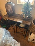 Houten bureau bruin 100 x 50 cm zwarte poot teab, Ophalen, Gebruikt, Bureau