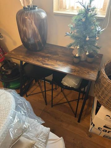 Houten bureau bruin 100 x 50 cm zwarte poot teab beschikbaar voor biedingen