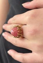Robuuste Rhodochrosiet 14k gouden fraaie dames ring vintage, Voordeelsieraden, Ophalen of Verzenden, Zo goed als nieuw, 17 tot 18