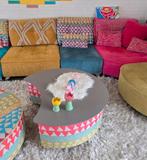 FAMA Salontafel met opbergruimte, Ophalen, 50 tot 100 cm, Rond, 50 tot 100 cm