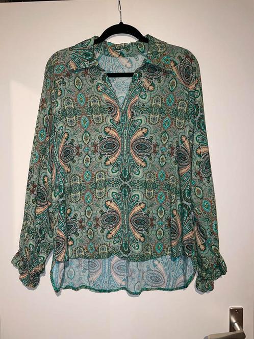 groene boho ibiza paisley marrakech blouse tuniek top mt L, Kleding | Dames, Blouses en Tunieken, Zo goed als nieuw, Maat 42/44 (L)