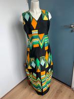 Retro vintage lange maxi-jurk oranje groen 40, Maat 38/40 (M), Oranje, Ophalen of Verzenden, Zo goed als nieuw