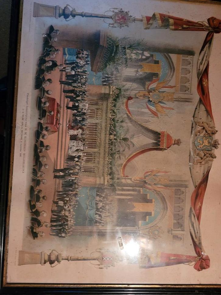 Oude Prent Inhuldiging Koningin Wilhelmina 1898, Antiek en Kunst, Kunst | Etsen en Gravures, Ophalen