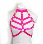 fluor roze bondage harness top goth punk rock fetisj rave, Kleding | Dames, Verzenden, Maat 42/44 (L), Nieuw, Fluor roze fetisj harness