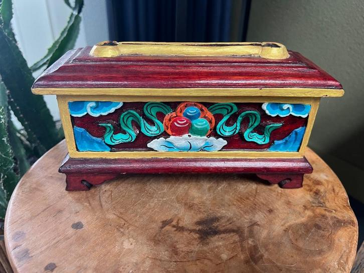 Tibet wierookbrander Tibetaans brander hout Vintage, Huis en Inrichting, Woonaccessoires | Kandelaars en Kaarsen, Gebruikt, Kandelaar